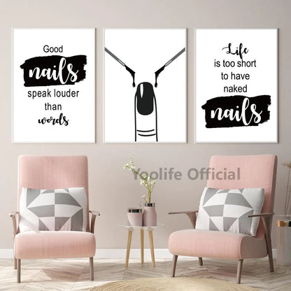 Nail Salon Wall Decoration Beauty Salon Wall Art Canvas Painting Nail Polish Quote Posters and Prints Nail Tech Artist Gift
