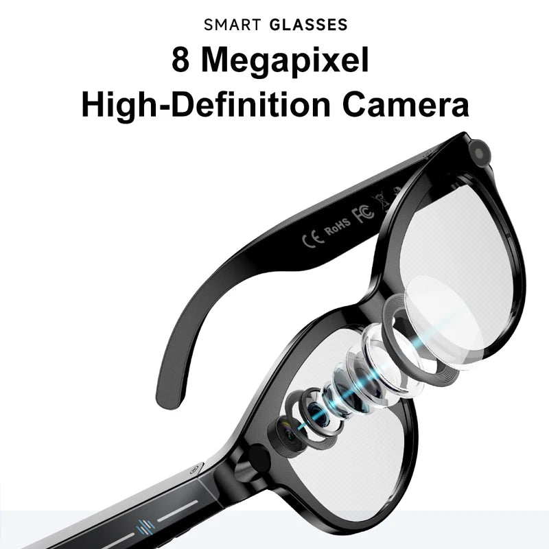 Lenovo 2026 New 8K AI Translation AI Smart Glasses Bluetooth Calling Music Player Camera Control Anti Blue Light Sunglasses