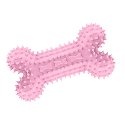 Soft Dog Chew Toys Pink Rubber Bone Toy Durable Molars Training Ball Toy Chihuahua Yorkie Interactive Treat Toys Pet Supplies