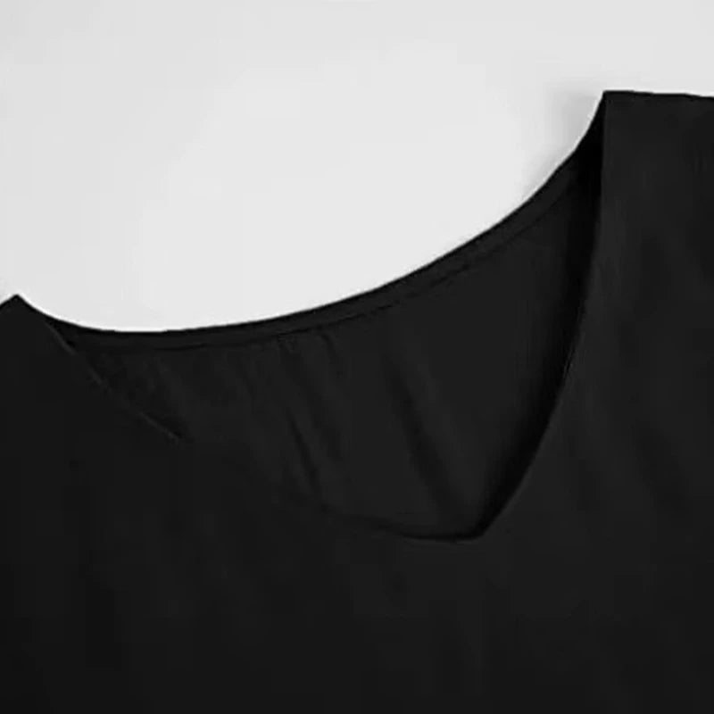 Women Short Sleeve Sexy V-Neck Swing Tunic Mini Dress Solid Color Pleated Ruffle Flowy Hem A-Line Casual Loose  Dropship