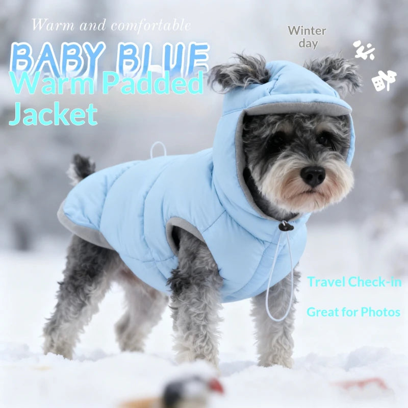Autumn and winter pet dog cotton-padded vest thickened and fleece-lined warm hooded vest dog puff clothing pet apparel dog coat