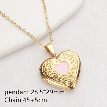 DIY Necklace Photo Picture Locket Necklace New Valentine's Day Openable Floral Heart Necklace Heart Locket Necklace