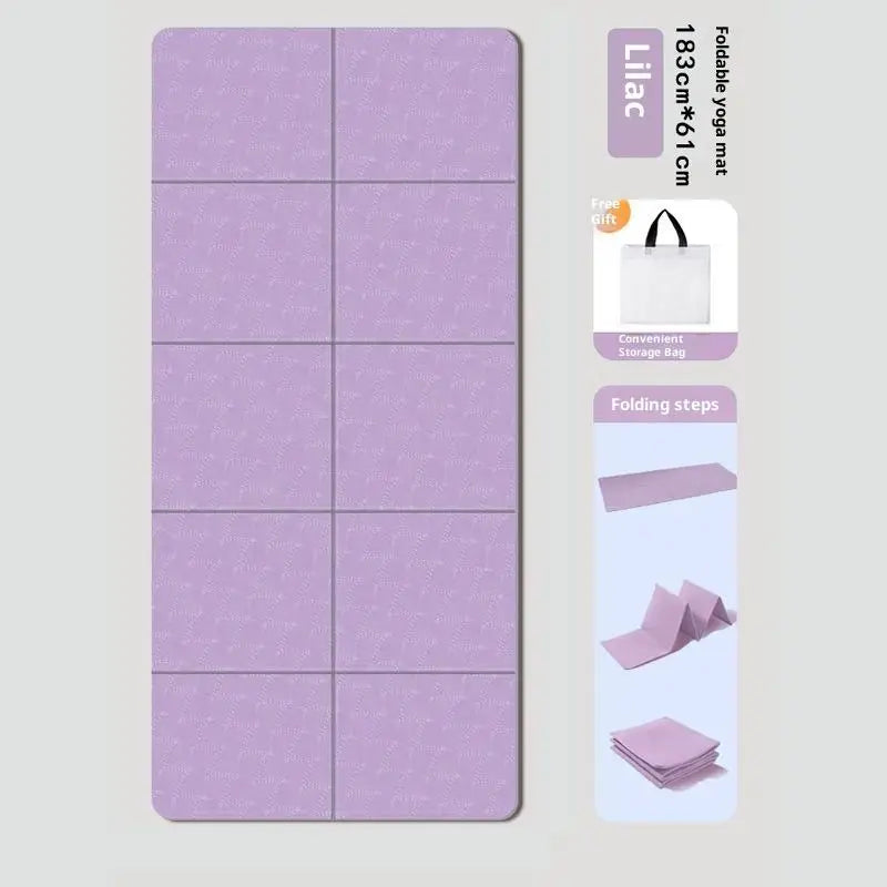 【M】4mm Thick TPE Foldable Yoga Mat 183*61cm Easy Storage For Travel Yoga Pilates Home Exercise Floor Mat