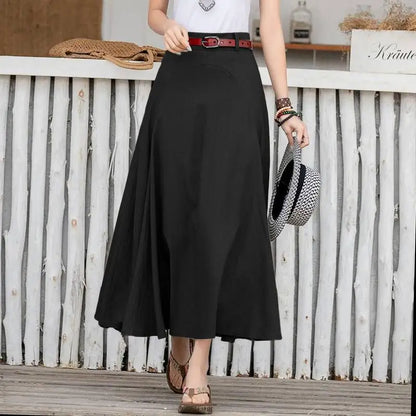 ZANZEA 2024 Summer Casual Midi Skirts Women A-line Oversized Patchwork Skirt Solid Color Bottom Ladies Zipper High Waist Skirt