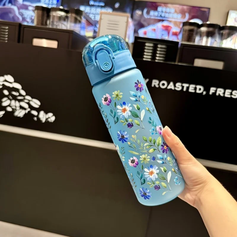 780ml 3D Printed Cute Cartoon Water Bottle Leakproof Plastic Straw Cup Portable Outdoor Large Capacity Sports Water Bottle