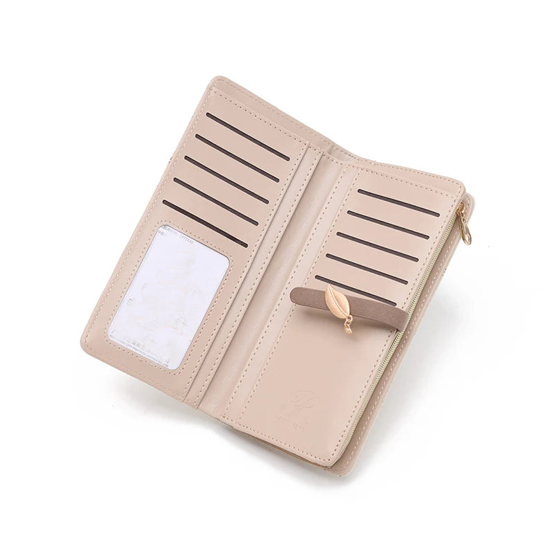 Wallet - Long Style Korean Edition PU Leather Printed Zippered Clasp Folded Multi-Coverage Fashionable Versatile Printed Zippere
