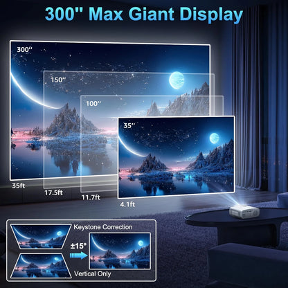 POWERFUL Portable 13000Lux Projector Native 4K 1080P Android 14 WiFi 6 Bluetooth 5.4 Home Movie Outdoor FHD Projectors Beamer