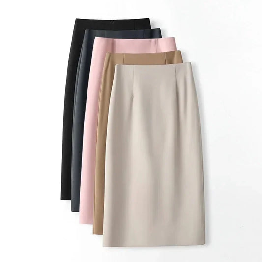 2026 Elegant A Line Long Skirts Women Spring Summer Faldas Fashion High Waist Office Lady Back Slit Mid-Length Pencil Skirts