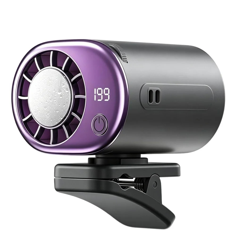 Portable Fan Car Interior Clip LED Display Backseat Fan USB Rechargeable Powerful Cooling Ultra Mini Fans