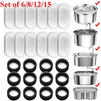 Replacement Filters Cat Water Fountain Filters Element for Stainless Steel Cat Water Fountain Activated Carbon Sponges Filters