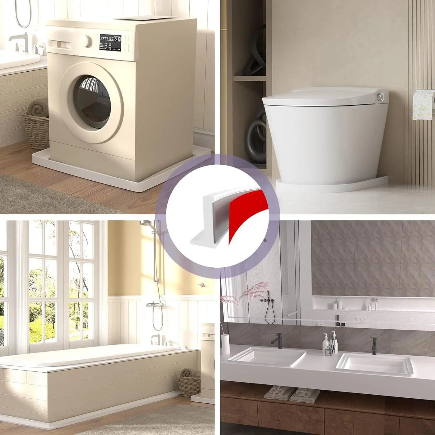 Kitchen Water Retaining Strip, Silicone Self-adhesive Door Seal, Separating Shower Dam Barrier – Bathroom Accessories