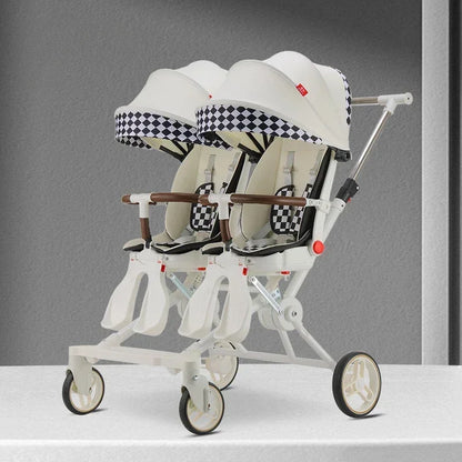Twin strollers for two children Two seats Lightweight folding stroller Multifunctional stroller can sit and lie down
