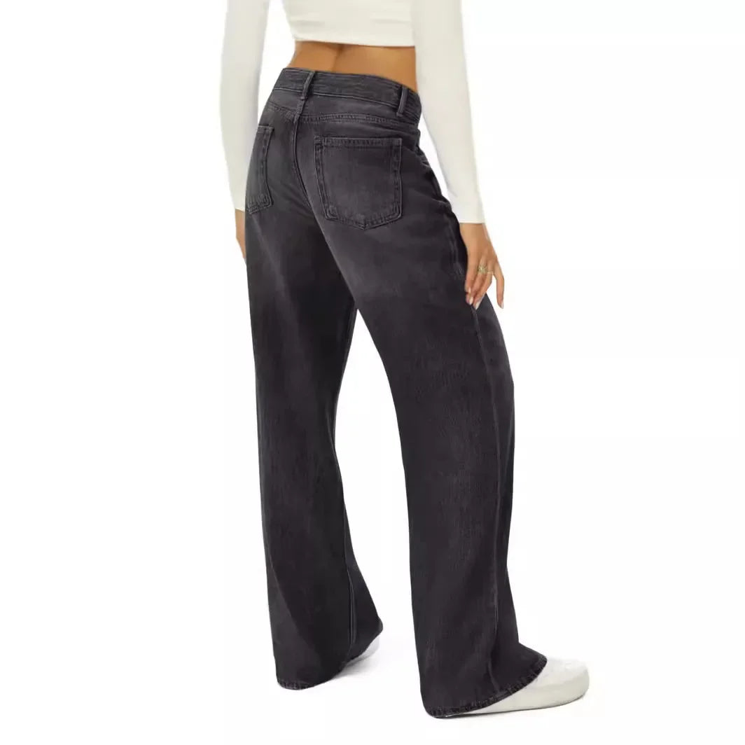 Loose Wide Leg Women's Jeans High Waist Denim Pants Comfortable Fit Casual High Waist Trousers from Mainland China
