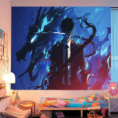 Solo Leveling Anime Cartoon Tapestry Art Science Fiction Room Home Decor Wall Hanging Home Decor