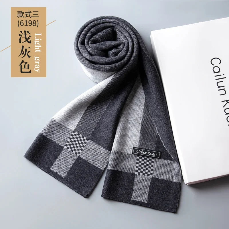 High Quality Wool Men Scarf Autumn Winter Classic Business Thermal Muffler Male Soft Korean Version Long Thick Warm Shawl No Box