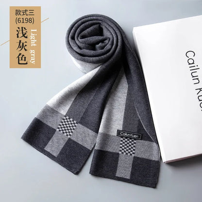 High Quality Wool Men Scarf Autumn Winter Classic Business Thermal Muffler Male Soft Korean Version Long Thick Warm Shawl No Box
