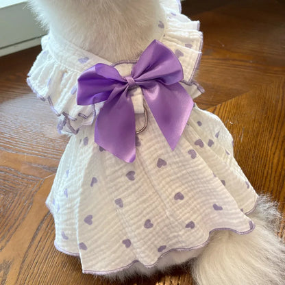 Pet dresses accessories clothes for spring and summer dogs cats teddy bears Pomeranians plush toys cats hearts all cotton fabric