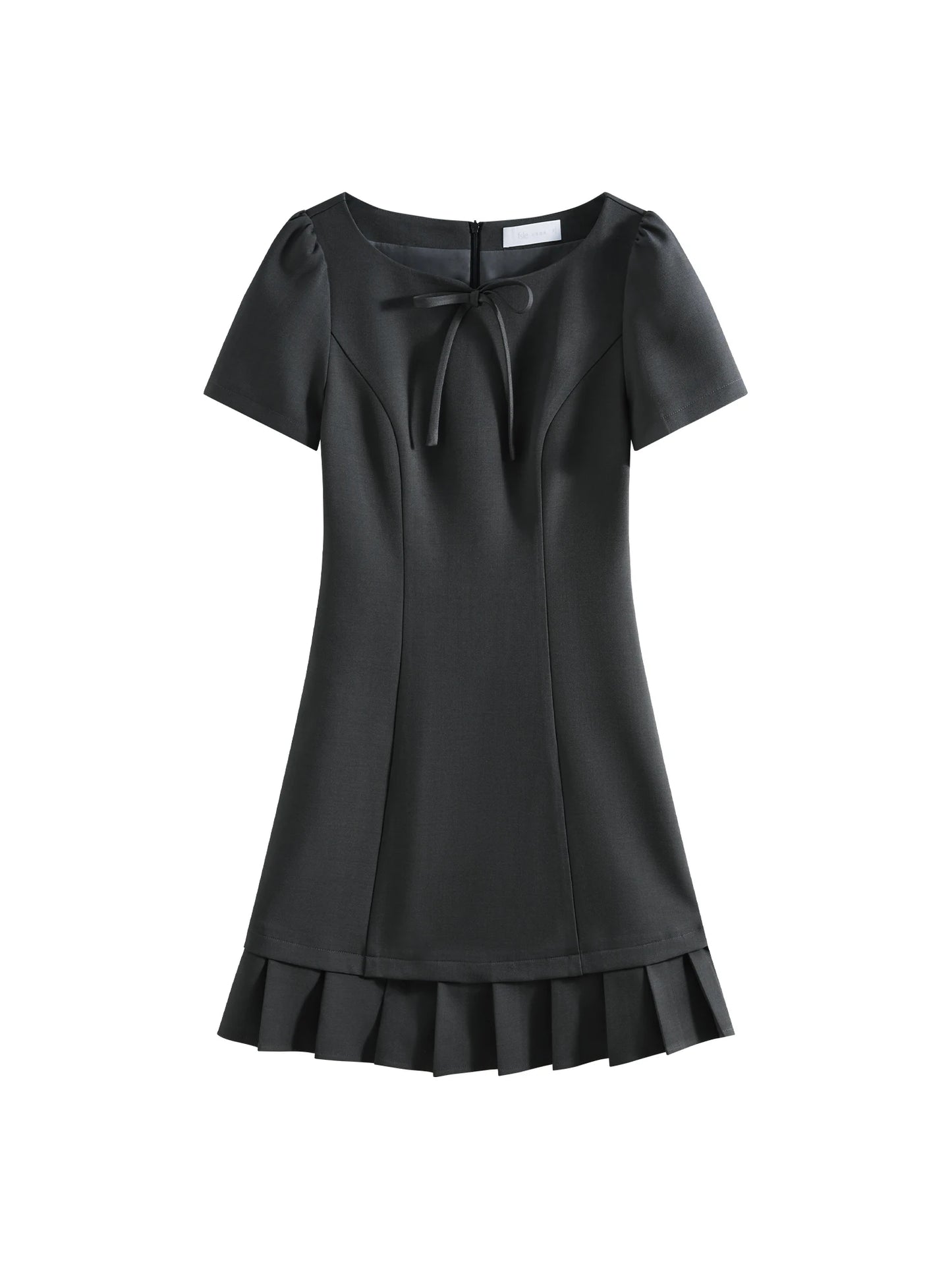 FSLE Women Summer Short Dress Patchwork Pleated Design Short Sleeve Mini Dress Solid Sweet Style Female Dress 25FS12062