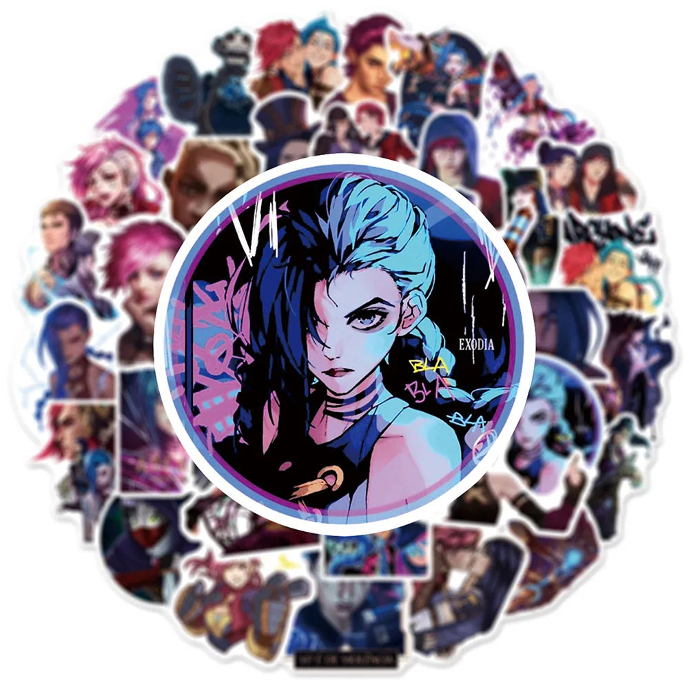 10/30/50pcs Cool Cartoon Arcane Game Stickers Anime DIY Phone Case Guitar Notebook Bike Car Waterproof Sticker Decal for Kid Toy