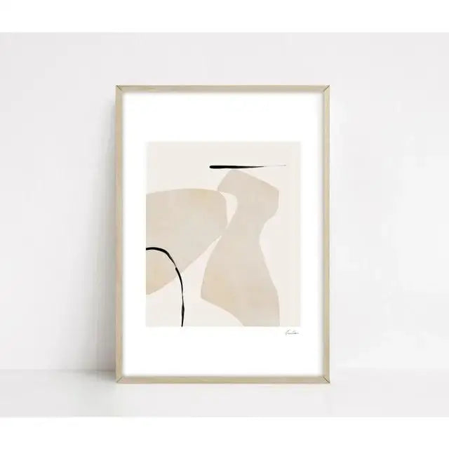 Modern Abstract Beige and White Canvas Painting  Scandinavian Neutral Wall Art Print for Home Decor  Art Gallery Poster