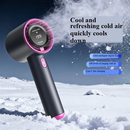 2026 New Portable Handheld Small Fan, 199-Speed Stepless High-Speed Intelligent Digital Display USB Charging Small Fan