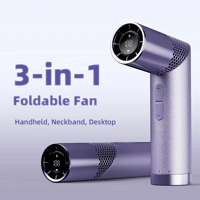 Portable foldable handheld fan USB rechargeable mini fan with LED display 199-speed settings 3000mAh battery