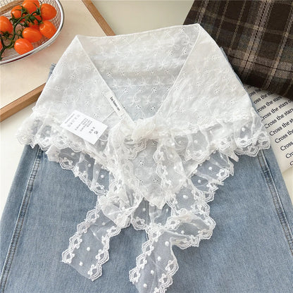 INS Y2K Stylish Lace Embroidery Layered Triangular Types Jeans Pant Matching Half Skirts Fart Curtains All-Match Stacked Skirt