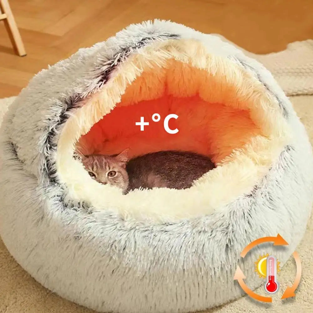2 in 1 Soft Plush Pet Bed 50CM with Cover Round Cat Bed Pet Puppy Mattress Warm Cat Dog Sleeping Nest Cave for Small Dogs Mats