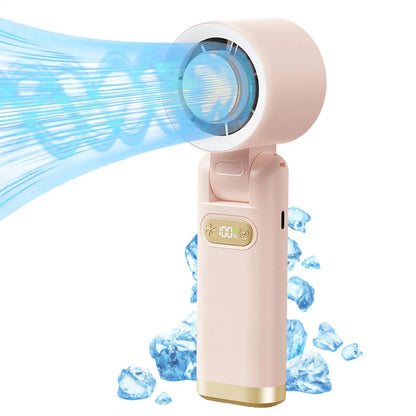 Portable handheld fan Handheld 5 Speeds LED Lights Foldable Rechargeable Device Personal Fan LED light folding cooling fan