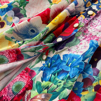Summer Holiday Floral Print Dress Women's Notched Short Sleeve Single Breasted Buttons Up Belt Boho Maxi Long Robe Vestidos