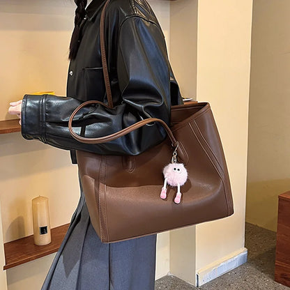 Solid Color PU Leather Women's Handbag, Versatile Korean Single Shoulder Underarm Bag, Temperament Tote Bag for Women Daily Use