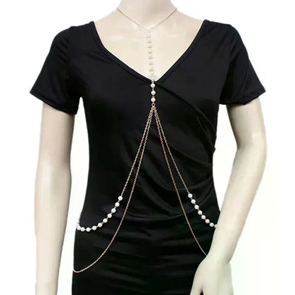 Jewelry: Sexy Babes, Imitation Pearl Body Chains, Sexy Bikini Beach Waist Chains