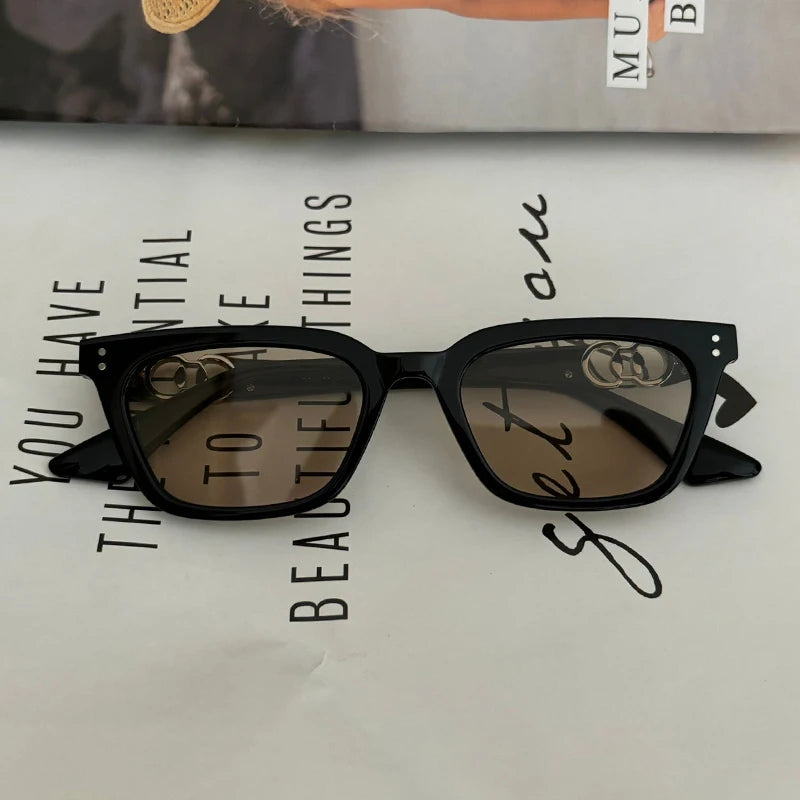 GAMBLE MONSHER Driving Sunglasses Women's UV Protection Large Small Faces Sunscreen Fashionable round Frame Glasses