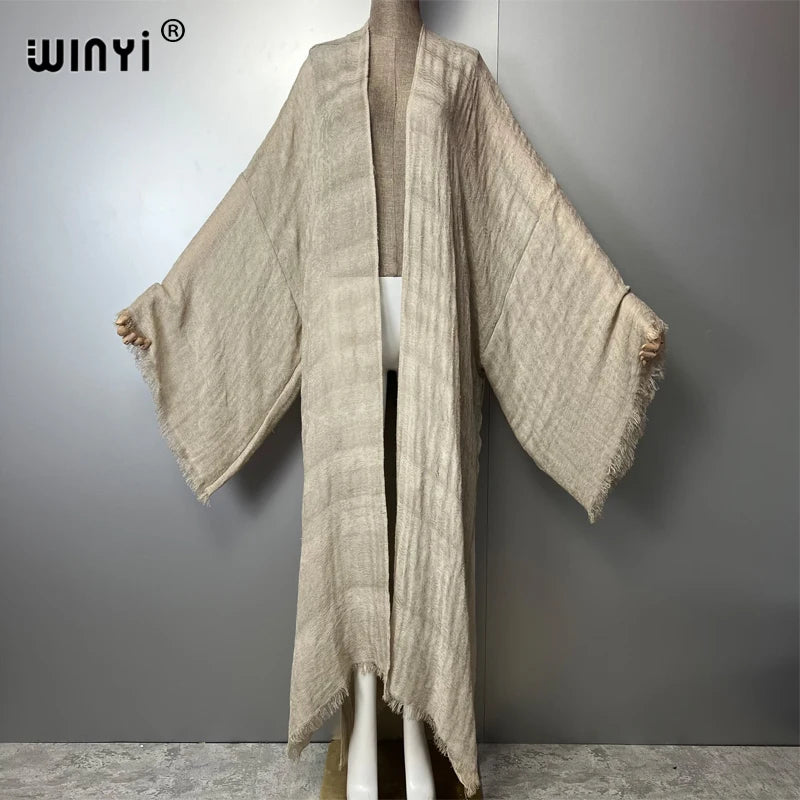WINYI bohemian kimono kaftan beachwear Cardigan sexy  evening dress abaya dubai luxury cover-ups beach outfits women maxi dress