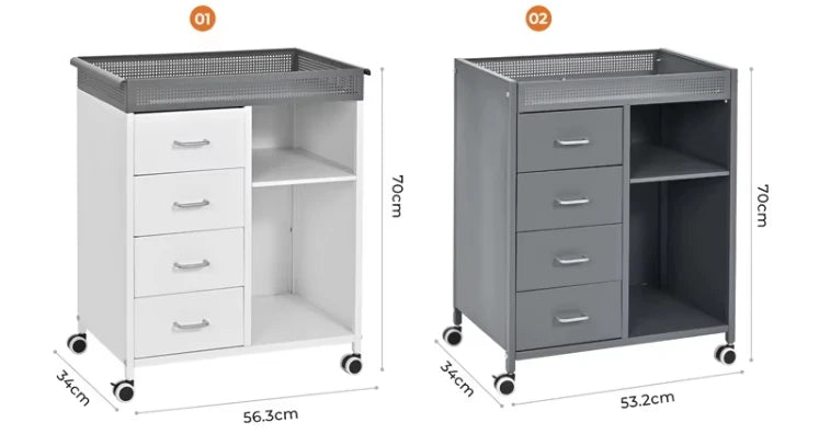 Home Office Open Storage Shelves 4 Drawer File Storage Cabinet Mobile Lateral Filing Cabinet Printer Stand Storage Trolley