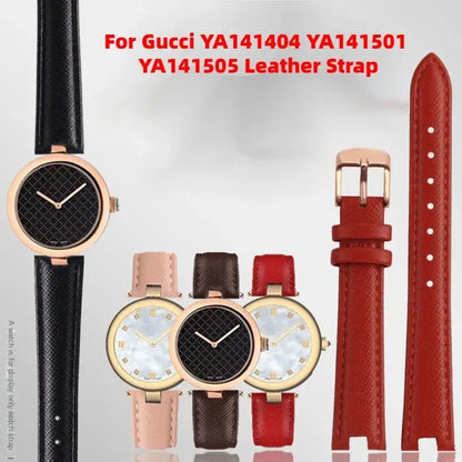 12mm 14mm For Gucci YA141401 YA141404 YA141505 Soft Cowhide Genuine Leather watchband GC women's watch strap Pink red bracelet