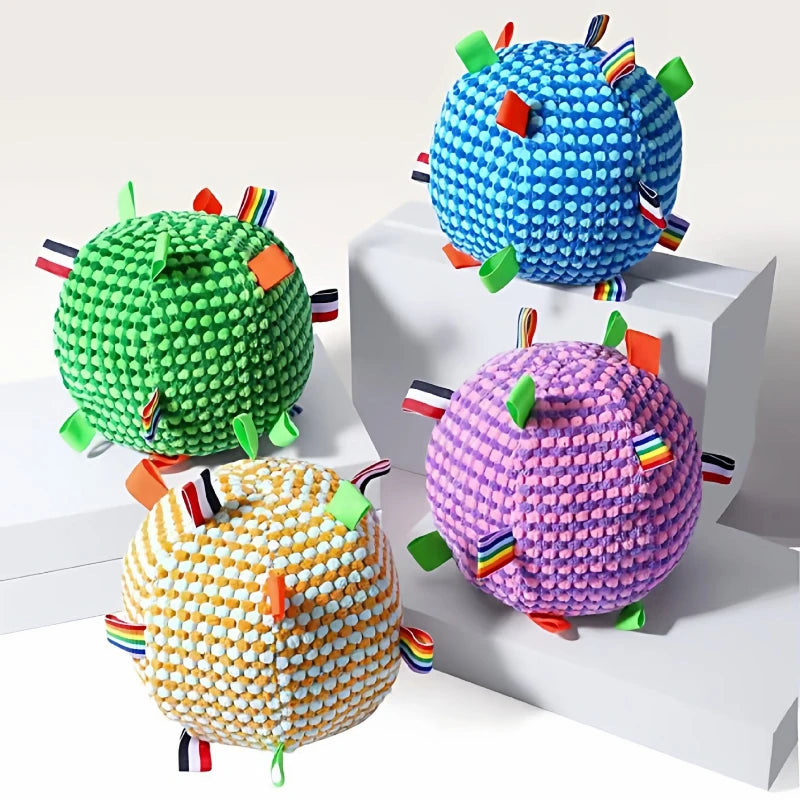 Pet Toy Ball Dog Chew Toy Interactive Tough Durable Colorful Ribbon Pet Playing Toy for Small Medium Large Dogs Stress Relief