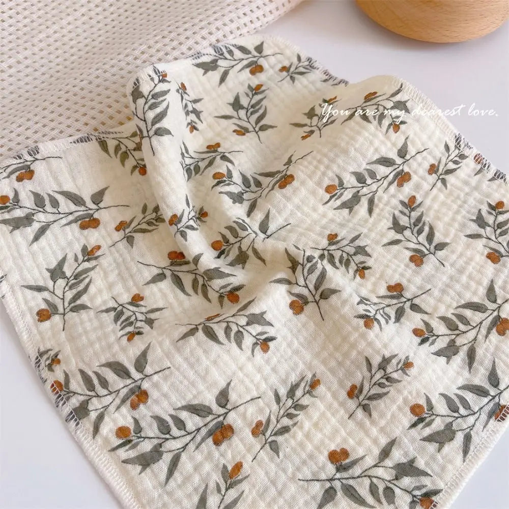 Cotton Baby Face Towel Square Infant Bib Soft Saliva Towel Floral Print Feeding Burp Cloths Children's Absorbent Handkerchief