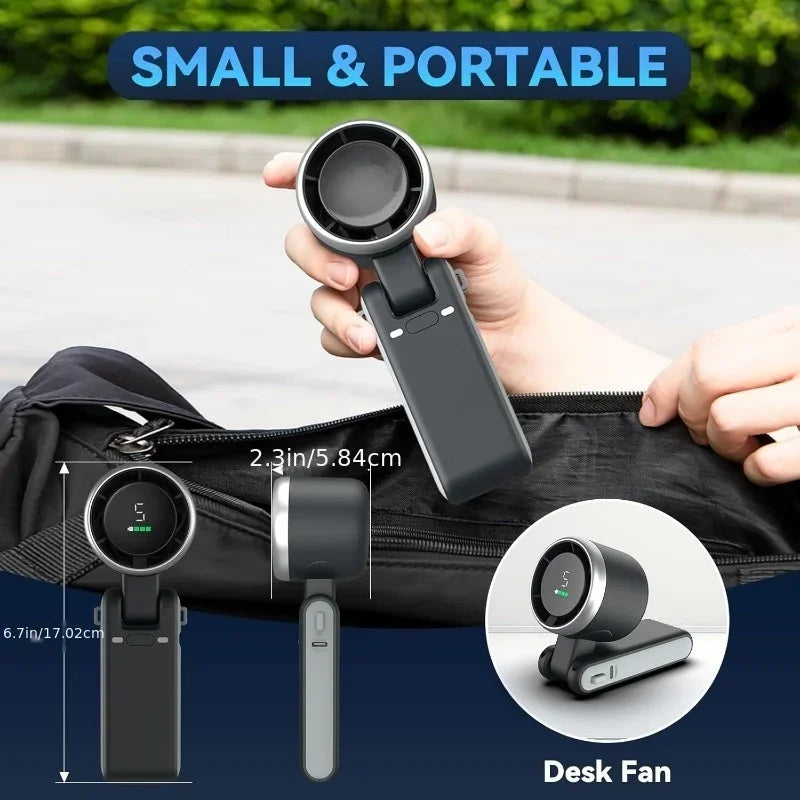 Portable Mini Handheld Fan Multi-functional Foldable Fan USB Rechargeable Mini Turbine Fan Mini Table Fan