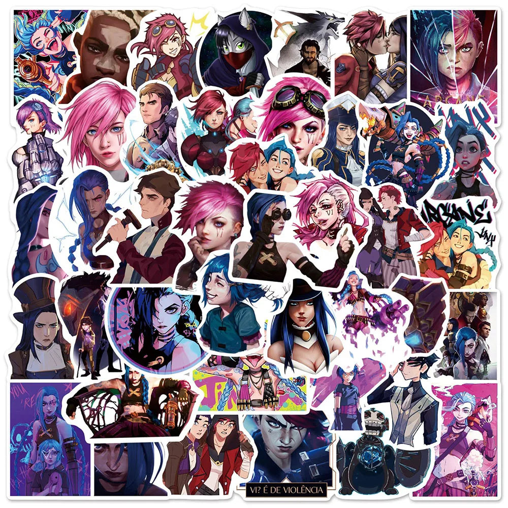 10/30/50pcs Cool Cartoon Arcane Game Stickers Anime DIY Phone Case Guitar Notebook Bike Car Waterproof Sticker Decal for Kid Toy