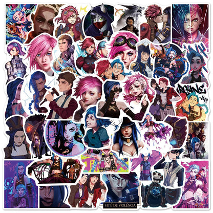 10/30/50pcs Cool Cartoon Arcane Game Stickers Anime DIY Phone Case Guitar Notebook Bike Car Waterproof Sticker Decal for Kid Toy