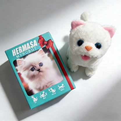 Smart Electric Plush Cat Toy Realistic Walking Purring Stuffed Animal Cute Interactive Pet Doll Kids Birthday for Boys Girls