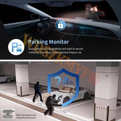 Dash Cam 4 Lens WiFi 24H Parking Monitor HD 1080P 360° Car Camera Video Recorder Anti-theft Black Box Rear View Camera Free OBD2