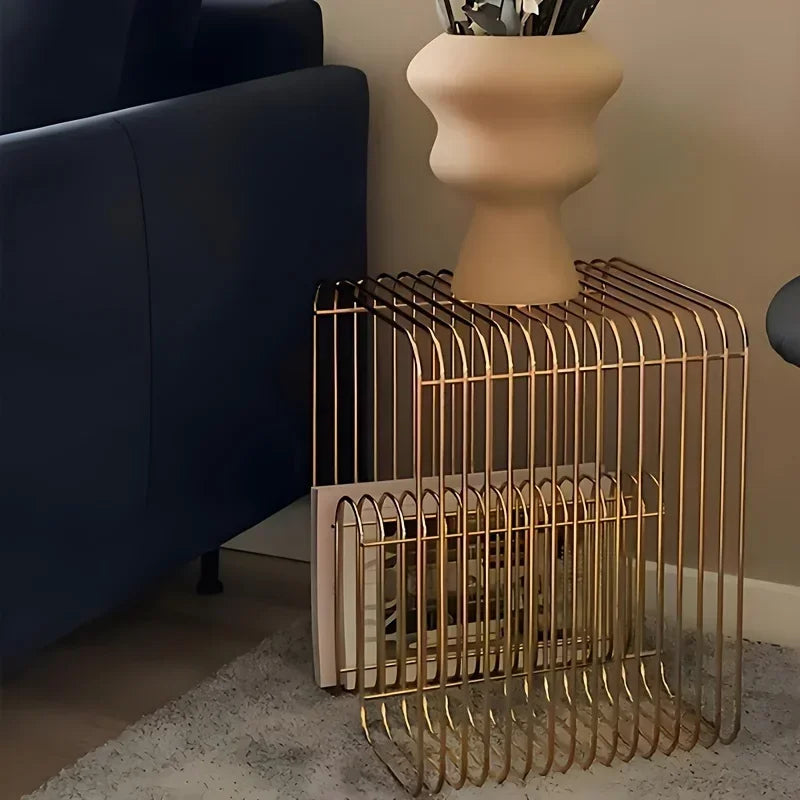 Modern Scandinavian Metal Coffee Table Sleek Minimalist Side Table with Storage for Living Room Furniture for Magazines And Book