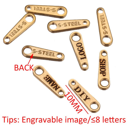50pcs Customized Custom Laser Engrave Name LOGO Stainless Steel Personalized Necklace Extend Chain Tail Tag Jewelry Wholesale