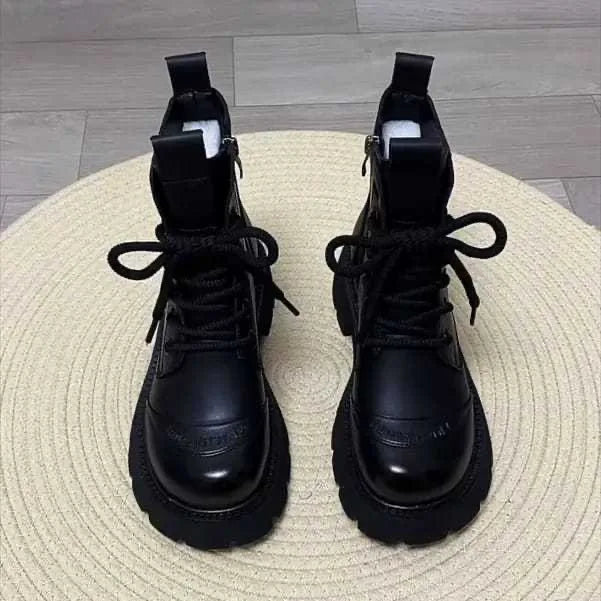 Women's Boots Flats Platform Designer Fad Sport Shoes for Woman Ankle Boots 2026 Winter New Trend Retro Motorcycle Boots Mujer