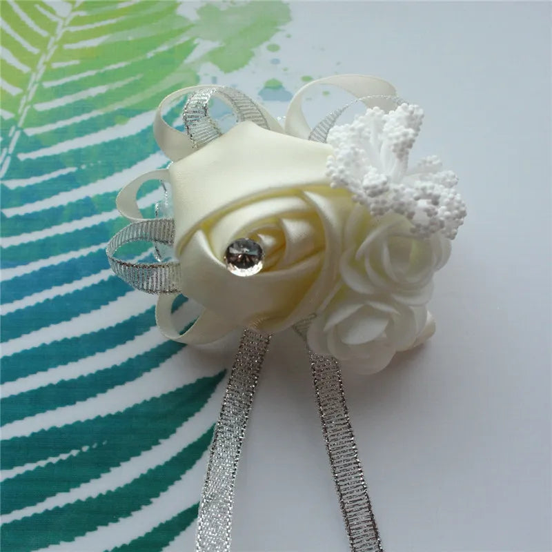 Lovegrace Wrist Corsages Bracelet Rose Artificial Flowers on the Wrist Bridesmaids Bracelet Marriage Bridal Hand Flower Wedding