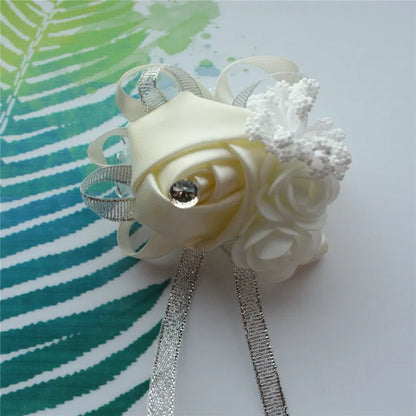 Lovegrace Wrist Corsages Bracelet Rose Artificial Flowers on the Wrist Bridesmaids Bracelet Marriage Bridal Hand Flower Wedding