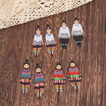 Bohemian Tassel Earrings, Character Earrings, Boy and Girl Earrings Couple Earrings