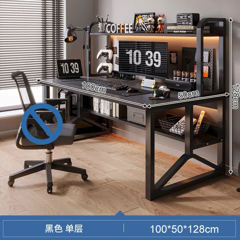 Storage Desktop Gaming Table European Wooden Computer Desks Home Office Furniture Student Writing Desk Integrated Desk Bookshelf